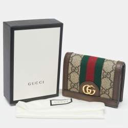 Gucci Beige/Brown GG Supreme Canvas and Leather Ophidia Web Compact Wallet