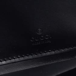 Pre Owned Gucci Black Guccissima Leather Zip Around Wallet