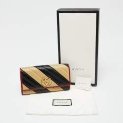 Gucci Tricolor Diagonal Quilt Leather GG Marmont Torchon Wallet