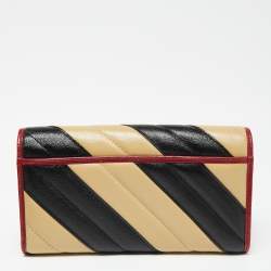 Gucci Tricolor Diagonal Quilt Leather GG Marmont Torchon Wallet
