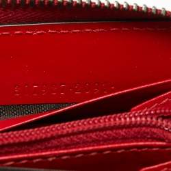 Pre Owned Gucci Red Guccissima Leather Zip Around Wallet