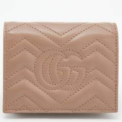 مملوكة مسبقًا Gucci Beige Matelassé Leather GG Marmont Card Case