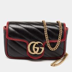Gucci Red Super Mini GG Marmont Leather Crossbody Bag Pony-style