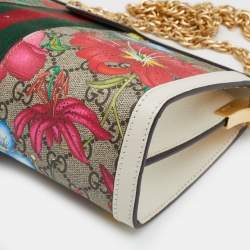 Pre Owned Gucci Multicolor GG Supreme Canvas And Leather Small Ophidia Flora Shoulder Bag