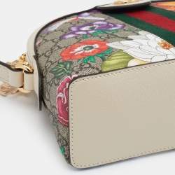 Pre Owned Gucci Multicolor GG Supreme Canvas And Leather Small Ophidia Flora Dome Bag