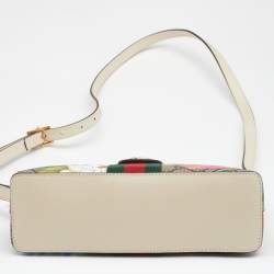 Pre Owned Gucci Multicolor GG Supreme Canvas And Leather Small Ophidia Flora Dome Bag
