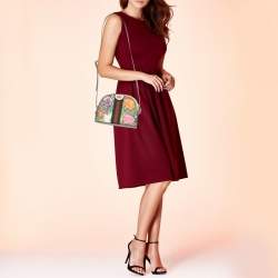 Pre Owned Gucci Multicolor GG Supreme Canvas And Leather Small Ophidia Flora Dome Bag