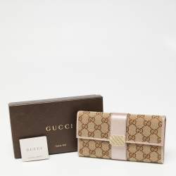 Gucci Beige/Metallic GG Canvas and Leather Flap Continental Wallet