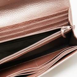 Gucci Beige/Metallic GG Canvas and Leather Flap Continental Wallet