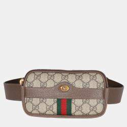 Gucci Brown GG Supreme Canvas Web Small Ophidia Belt Bag