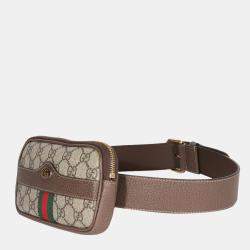 Gucci Brown GG Supreme Canvas Web Small Ophidia Belt Bag