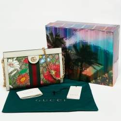 Pre Owned Gucci Multicolor GG Supreme Canvas and Leather Small Floral Ophidia Floral Shoulder Bag