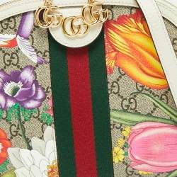 Pre Owned Gucci Multicolor GG Supreme Canvas and Leather Ophidia Flora Dome Bag
