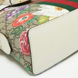 Pre Owned Gucci Multicolor GG Supreme Canvas and Leather Ophidia Flora Dome Bag