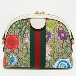 Pre Owned Gucci Multicolor GG Supreme Canvas and Leather Ophidia Flora Dome Bag