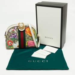 Pre Owned Gucci Multicolor GG Supreme Canvas and Leather Ophidia Flora Dome Bag