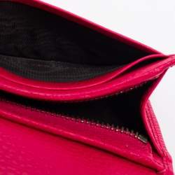 Pre Owned حافظة بطاقات غوتشي جلد وردي زاهي مرصعة بفراشة 