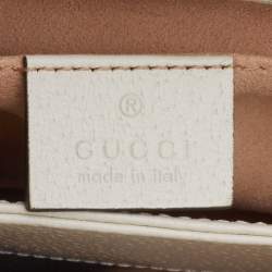 Gucci Beige/White GG Supreme Canvas And Leather Floral Ophidia Chain Bag