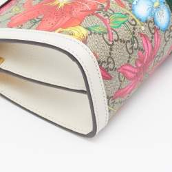 Pre Owned Gucci Multicolor GG Supreme Canvas and Leather Small Ophidia Flora Shoulder Bag