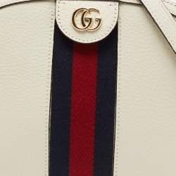Pre Owned Gucci White Leather Small Ophidia Shoulder Bag