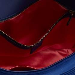 Pre Owned Gucci Blue Matelassé Velvet Medium GG Marmont Shoulder Bag