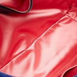 Pre Owned Gucci Blue Matelassé Velvet Medium GG Marmont Shoulder Bag