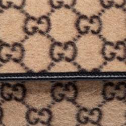 Pre Owned Gucci Beige/Black GG Wool And Leather Belt Bag