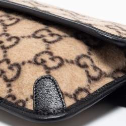 Pre Owned Gucci Beige/Black GG Wool And Leather Belt Bag