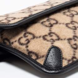 Pre Owned Gucci Beige/Black GG Wool And Leather Belt Bag