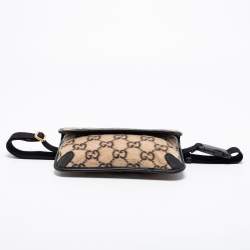 Pre Owned Gucci Beige/Black GG Wool And Leather Belt Bag