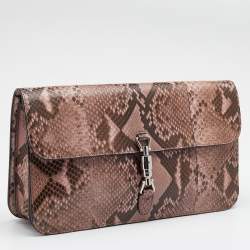 Gucci Pink/Brown Python  Jackie Clutch