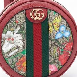 Gucci Multicolor/Red Flora GG Supreme Canvas and Leather Mini Ophidia Backpack