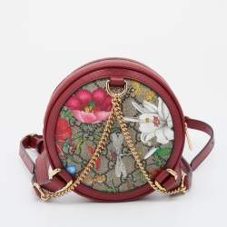 Gucci Multicolor/Red Flora GG Supreme Canvas and Leather Mini Ophidia Backpack