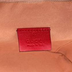 Pre Owned Gucci Red Leather Mini GG Marmont Vanity Backpack