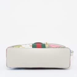 Pre Owned Gucci Multicolor/White Supreme Canvas and Leather Small Ophidia Shoulder Bag