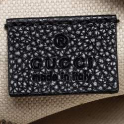 Gucci Black Leather Logo Print Messenger Bag 