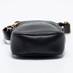 Gucci Black Leather Logo Print Messenger Bag 
