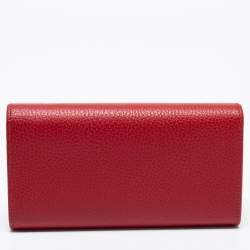Pre Owned Gucci Red Leather GG Marmont Wallet