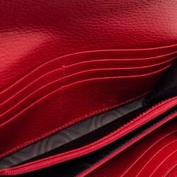 Pre Owned Gucci Red Leather GG Marmont Wallet