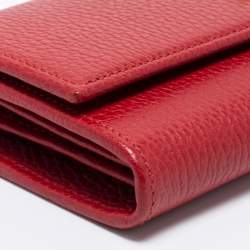 Pre Owned Gucci Red Leather GG Marmont Wallet