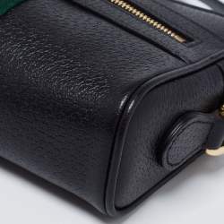 Pre Owned Gucci Black Leather And Web Mini Ophidia Crossbody Bag