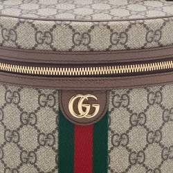 Pre Owned Gucci Beige/Brown GG Supreme Canvas And Leather Ophidia Cosmetic Bag