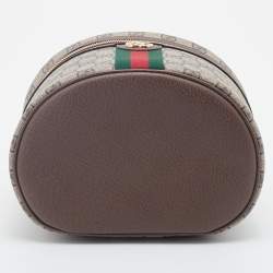 Pre Owned Gucci Beige/Brown GG Supreme Canvas And Leather Ophidia Cosmetic Bag