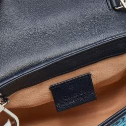 Pre Owned Gucci Blue/Black GG Matelassé Canvas and Leather Super Mini GG Marmont Crossbody Bag