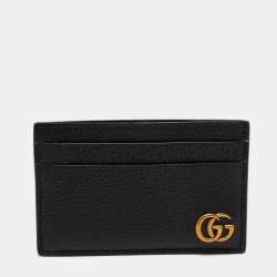 Pre Owned Gucci Black Leather GG Marmont Card Holder