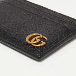 Pre Owned Gucci Black Leather GG Marmont Card Holder