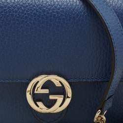 Gucci Blue Leather Interlocking GG Wallet On Chain