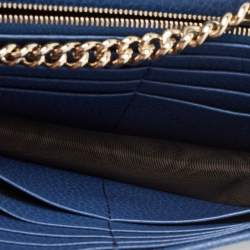Gucci Blue Leather Interlocking GG Wallet On Chain