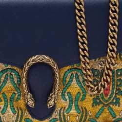 مملوكة مسبقًا Gucci Multicolor Coated Brocade Fabric and Leather Dionysus Wallet On Chain