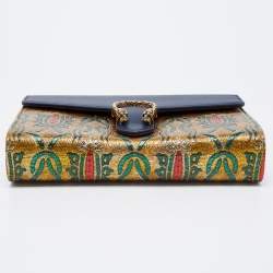 مملوكة مسبقًا Gucci Multicolor Coated Brocade Fabric and Leather Dionysus Wallet On Chain